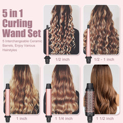 SIQUER 5 in 1 half-to-one-inch tapered wand for versatile everyday styling