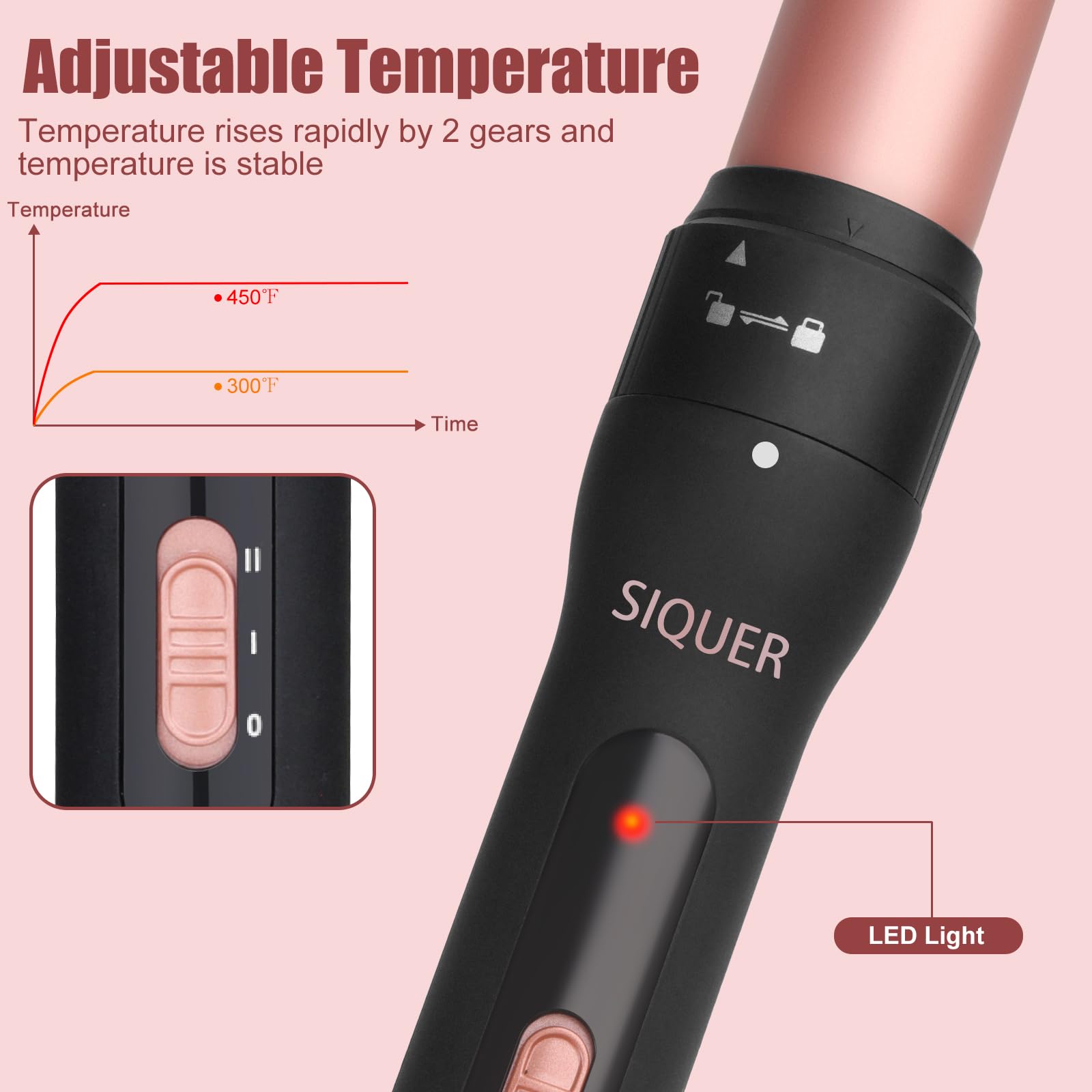 SIQUER 5 in 1 dual voltage heat settings for travel-ready styling