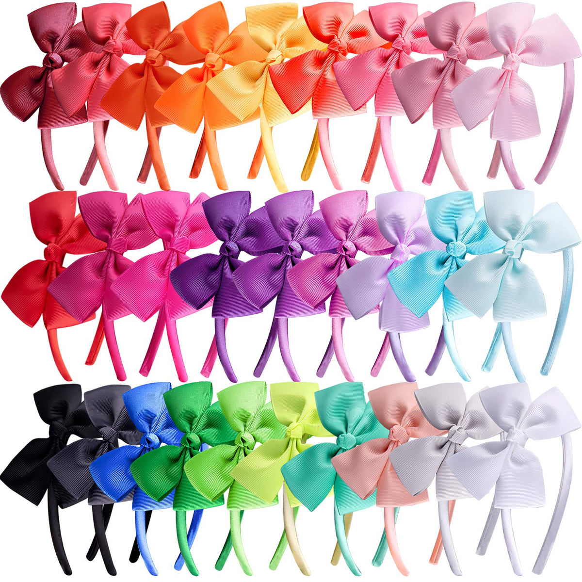 SIQUK bow headbands in soft fabric closeup show color variety for outfits.