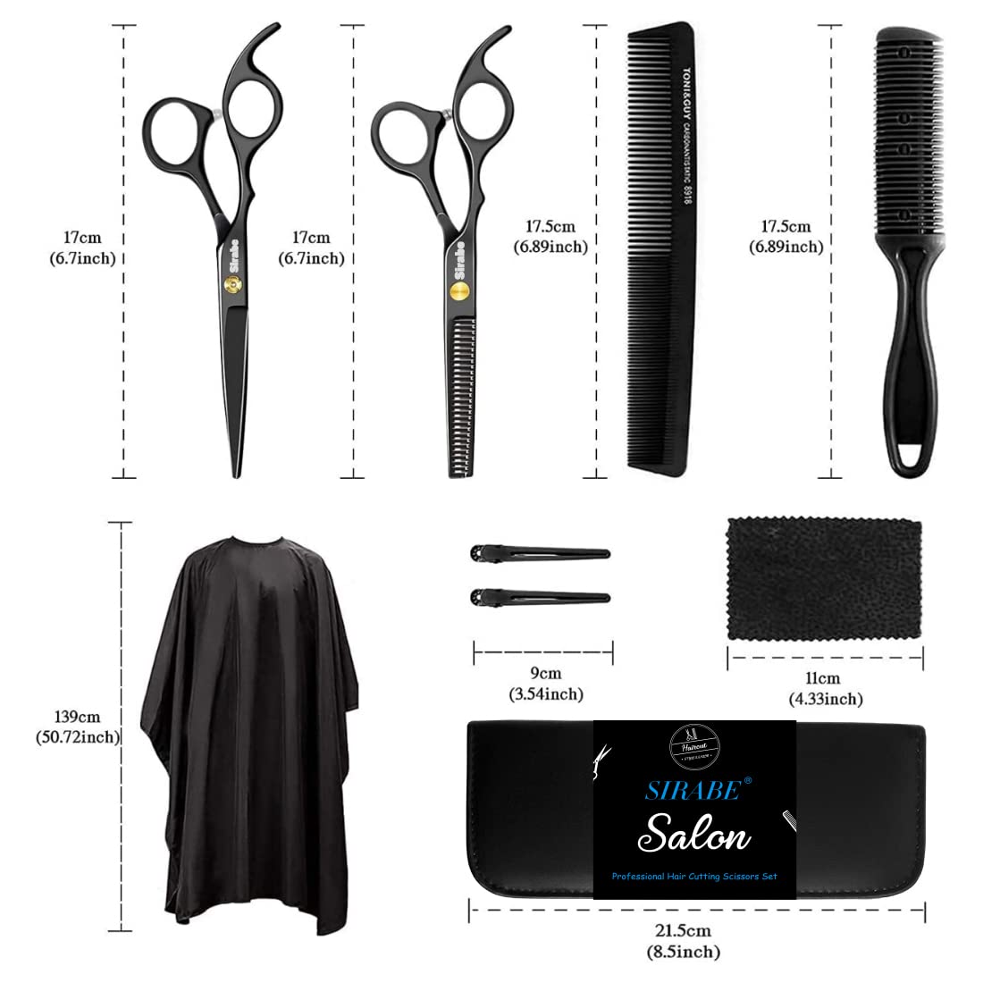 Sirabe rich gift set includes scissors, thinning shears, cape and accessories