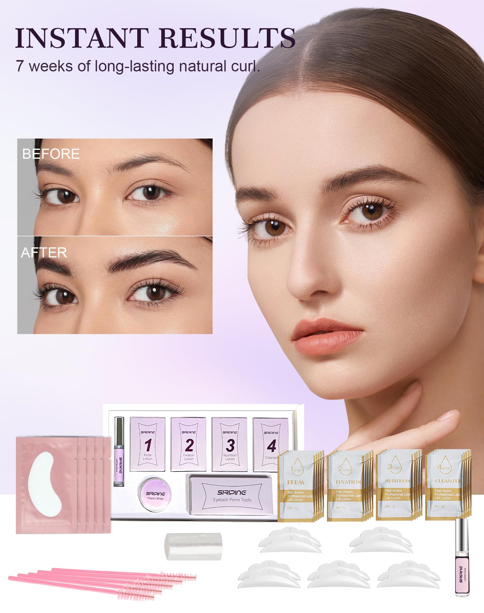 Siripine lash lift kit-lift-pads captured ready for natural-looking curl without makeup.