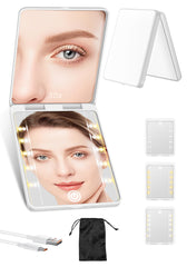 SisKokoro compact mirror 1x main reflection with built-in light for everyday touch-ups