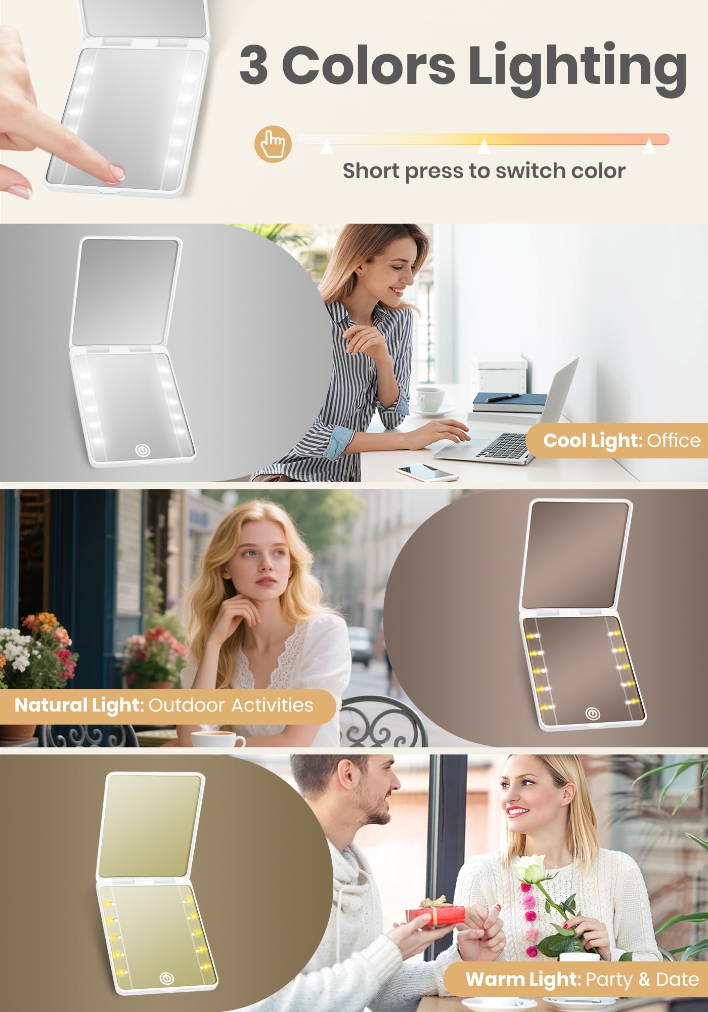USB-C rechargeable SisKokoro mirror powers on-the-go with quick charging