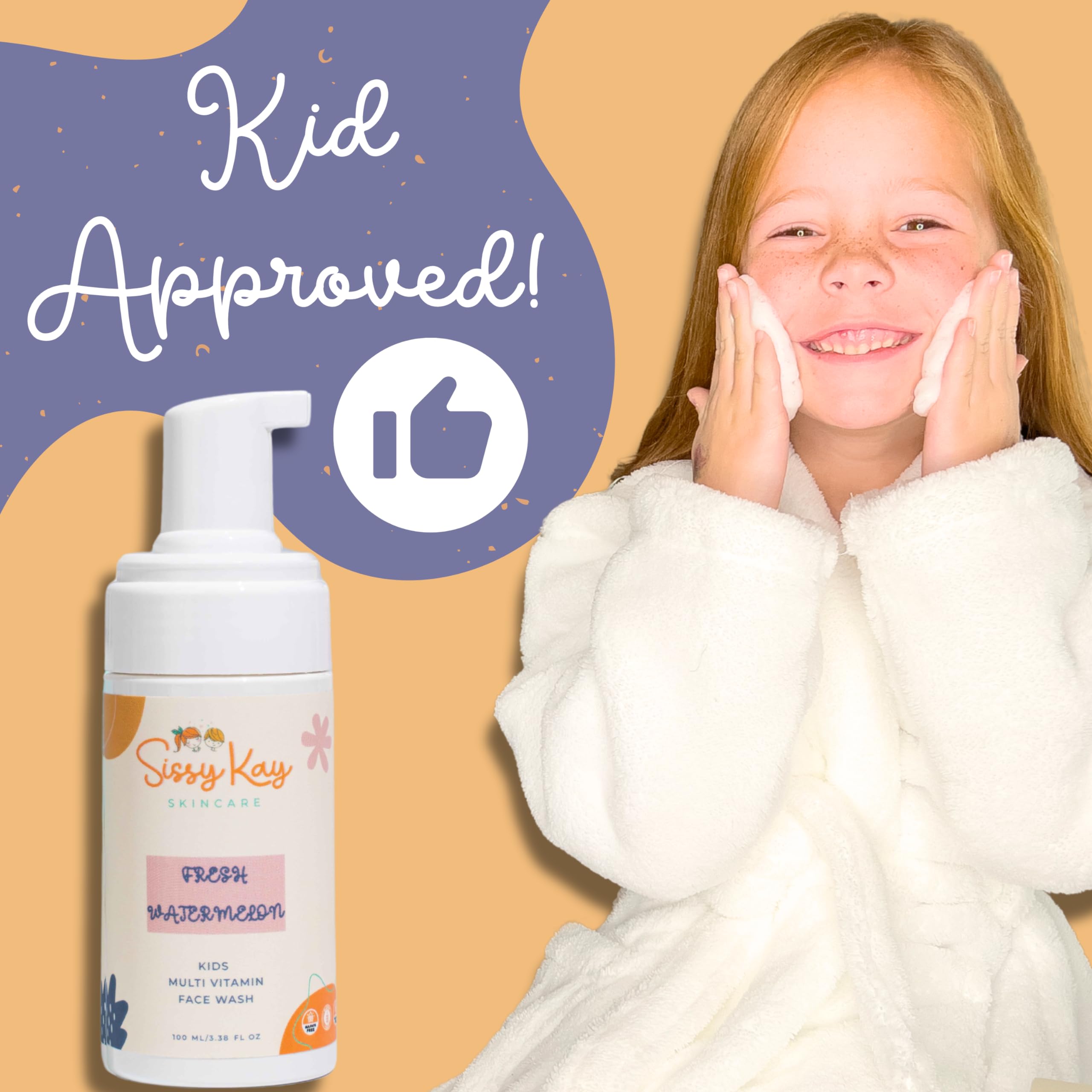 Sissy Kay Kids Face Wash foam action for playful cleansing.