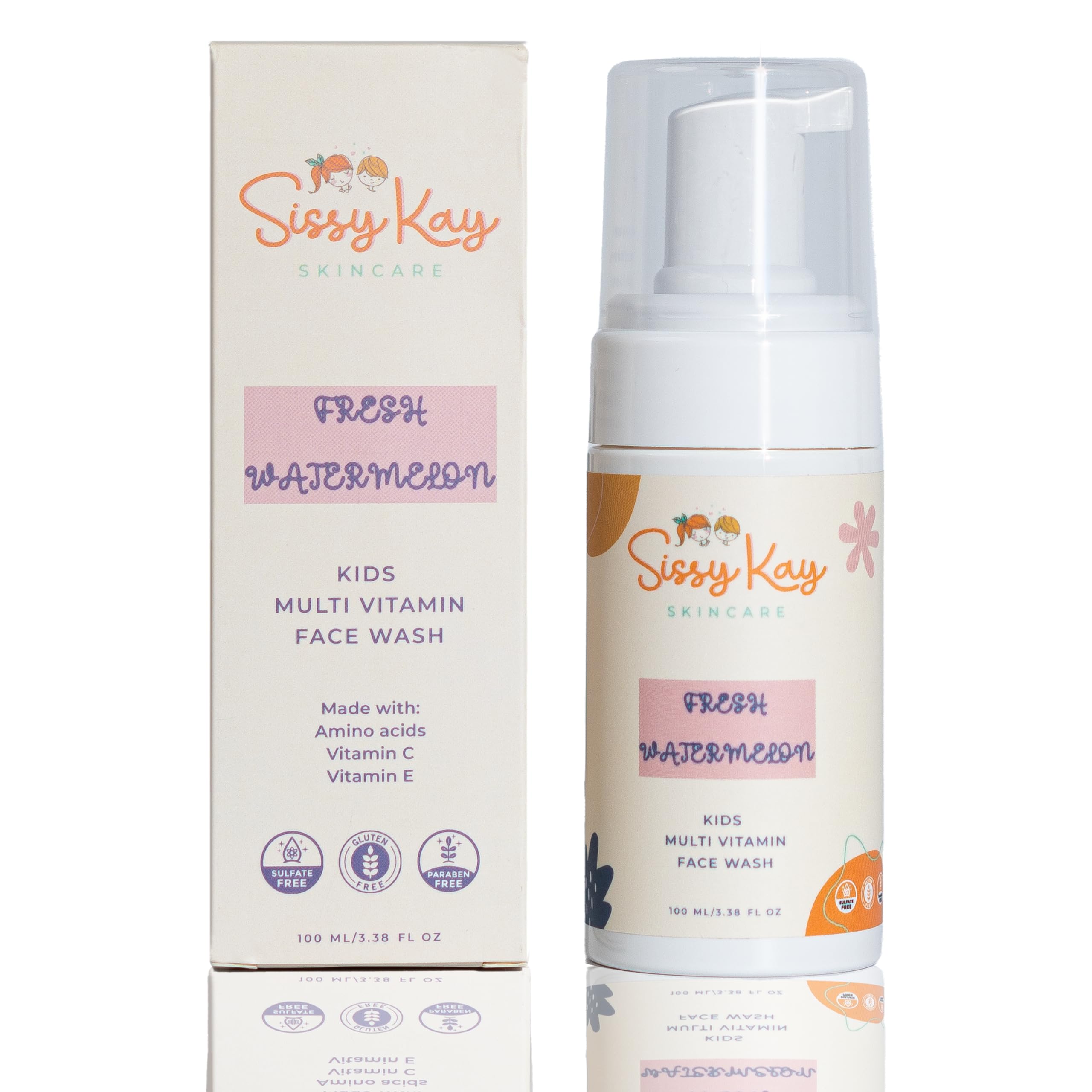 Sissy Kay Kids Face Wash watermelon aroma enhancing kid-friendly cleansing moments.