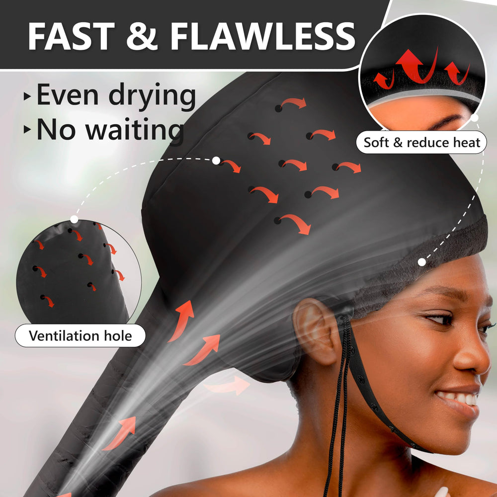 SISWOW hair dryer bonnet cap enables hands-free drying and conditioning.
