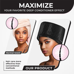 SISWOW heat cap in use on head delivering comfortable warmth for deep conditioning