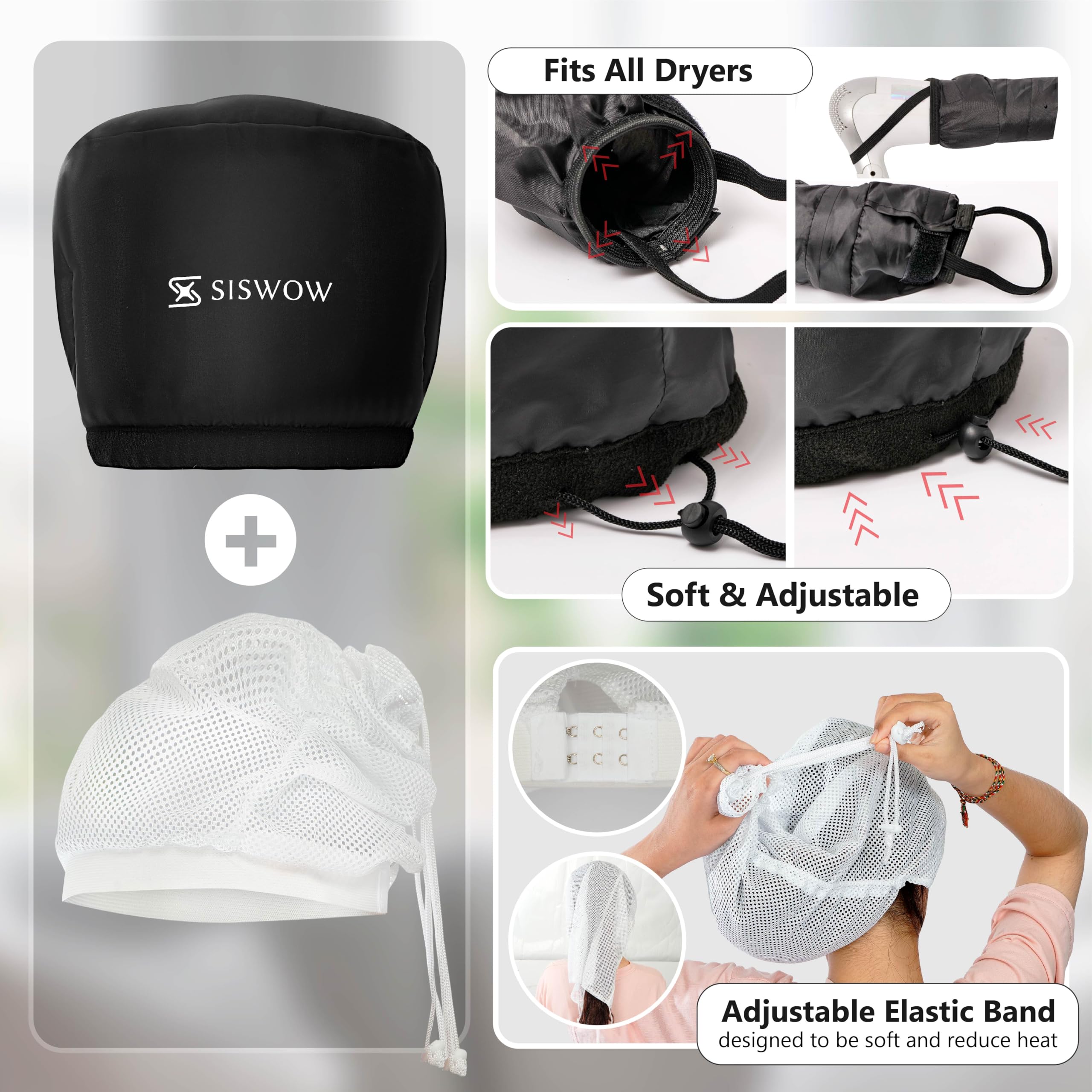 SISWOW lightweight cap enables hands-free drying and multitasking.