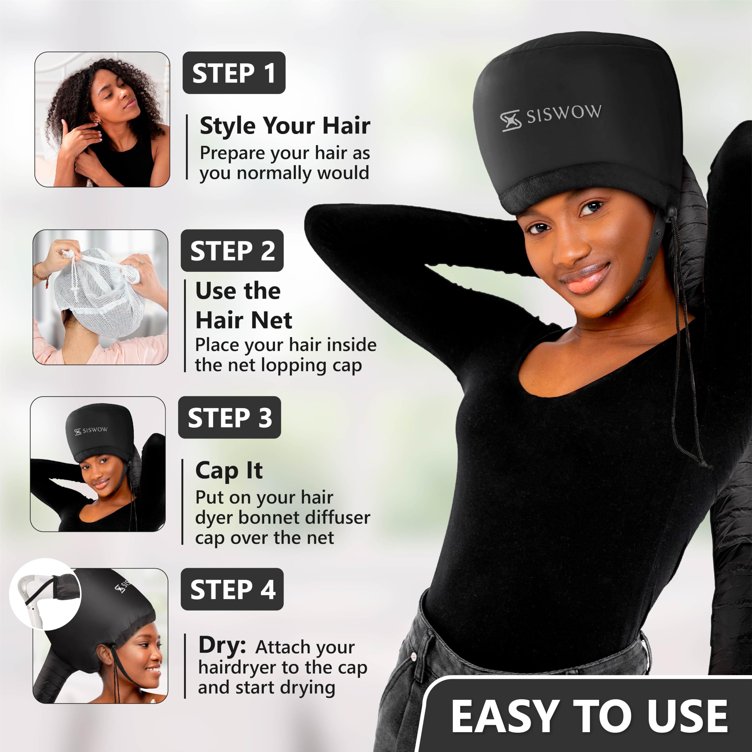 SISWOW secure-fit headband cap offers comfortable, secure wear.