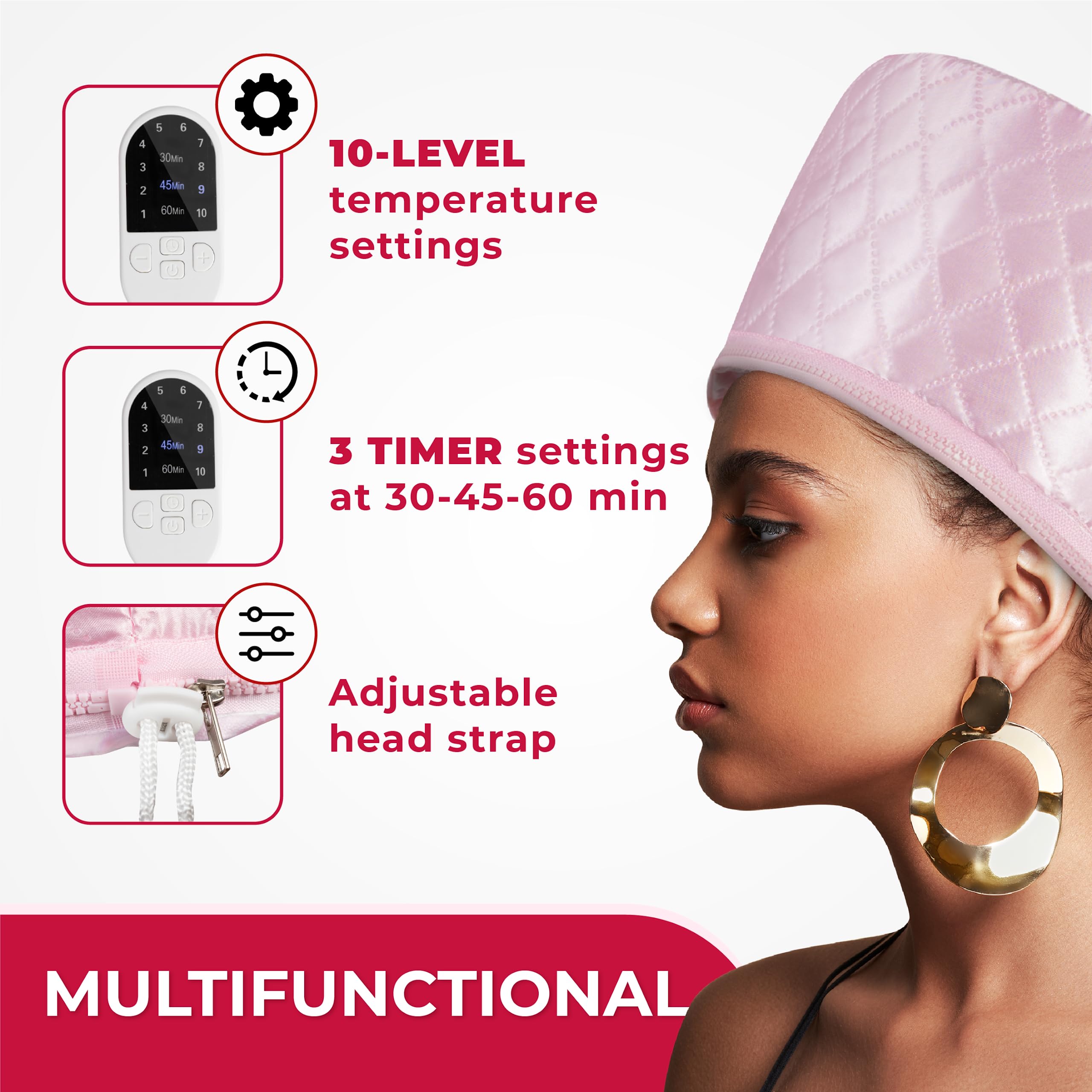 SISWOW cap evenly covers the head for uniform steam distribution.