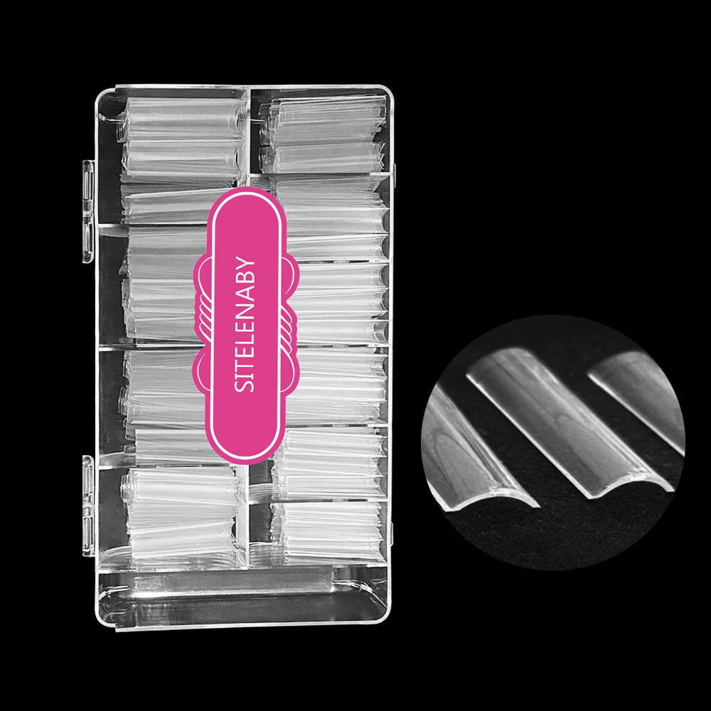 SITELENABY no c curve xxl square nail tips in a clear box for salon prep