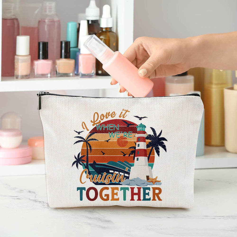 Sitsink cruise makeup bag in bright colors, keeps contents organized during shore excursions.
