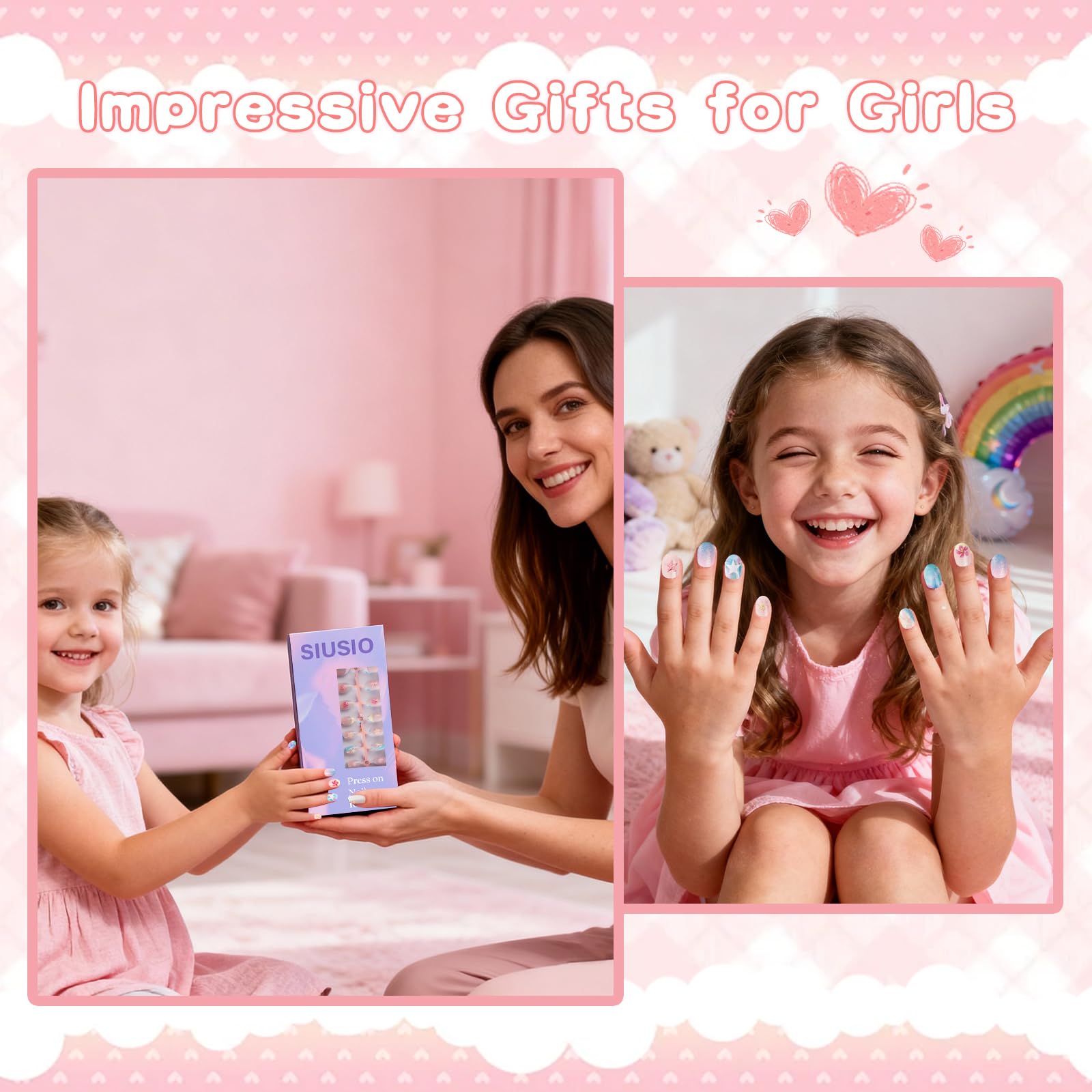 SIUSIO nail sticker tabs and glue kit enabling easy application