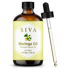 SIVA Moringa oil bottle with dropper for easy skin care application.