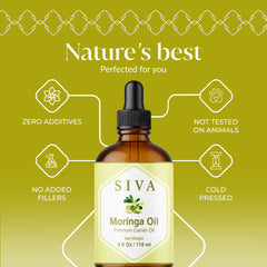 Closeup of the SIVA Moringa oil dropper for precise skincare dosage.