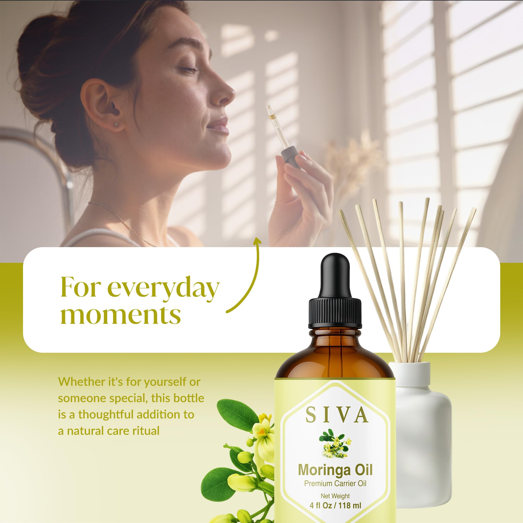 SIVA Moringa oil for hair and scalp massage.