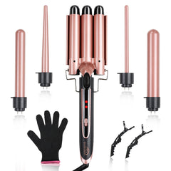 Sixriver 5-in-1 curling iron set unit offers versatile curls and waves in one kit.