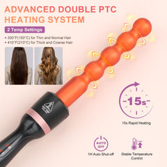 Sixriver bubble barrel wand 1-inch creating voluminous, defined curls.