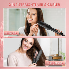 Sixriver Hair Crimper Rose Gold in use demonstrating non-tangle styling and control.