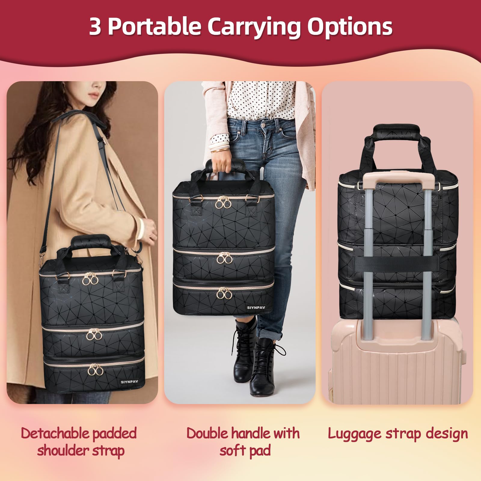 SIYNPAV bag-luggage-strap-back-view demonstrates hands-free travel compatibility.