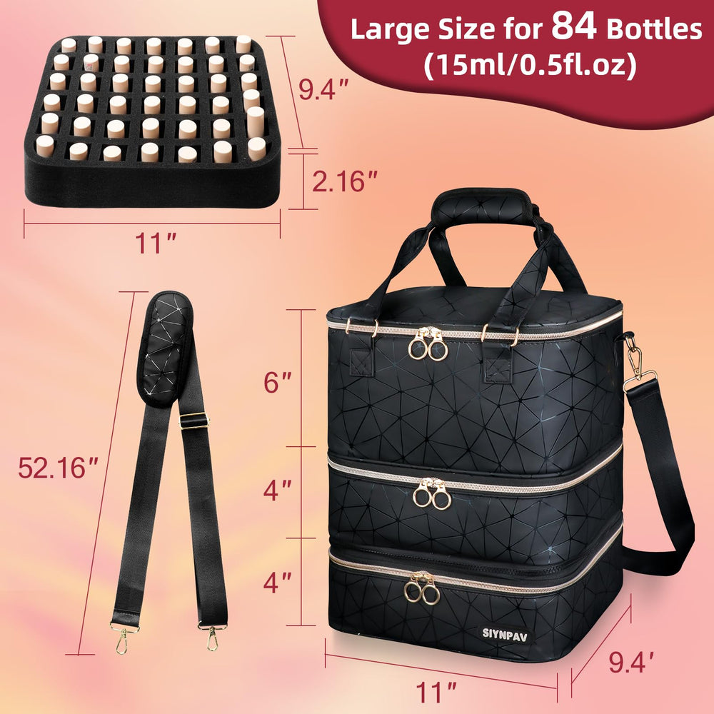 SIYNPAV nail-polish-organizer-bag open middle layer demonstrates generous capacity and easy access.