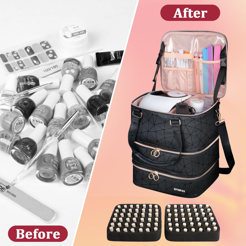 SIYNPAV nail-polish-organizer-bag-side-profile conveys ergonomic form and structured protection.
