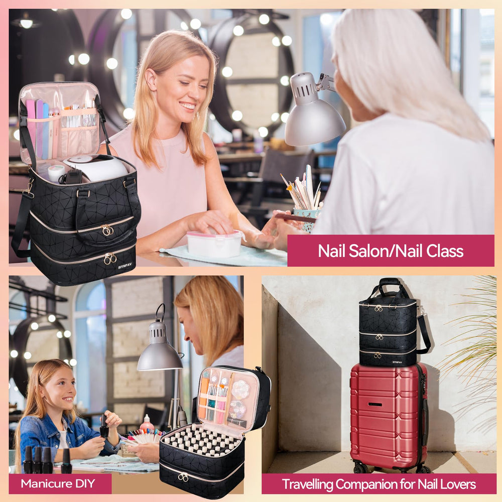 SIYNPAV travel-nail-kit-inside-view reveals organized interior with sponge-pads for bottles.
