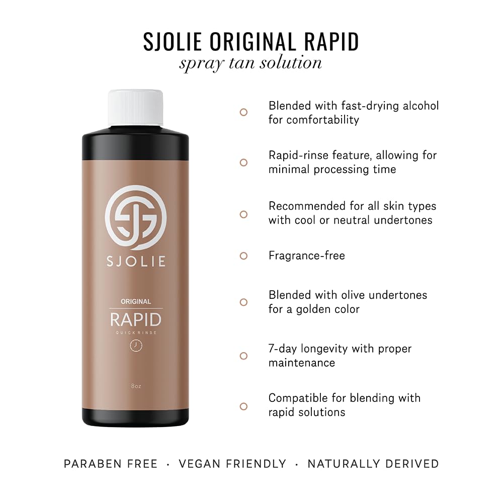 SJOLIE Rapid Spray Tan application hand applying for smooth coverage.