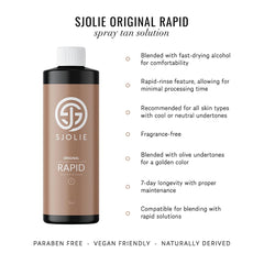 SJOLIE Rapid Spray Tan application hand applying for smooth coverage.