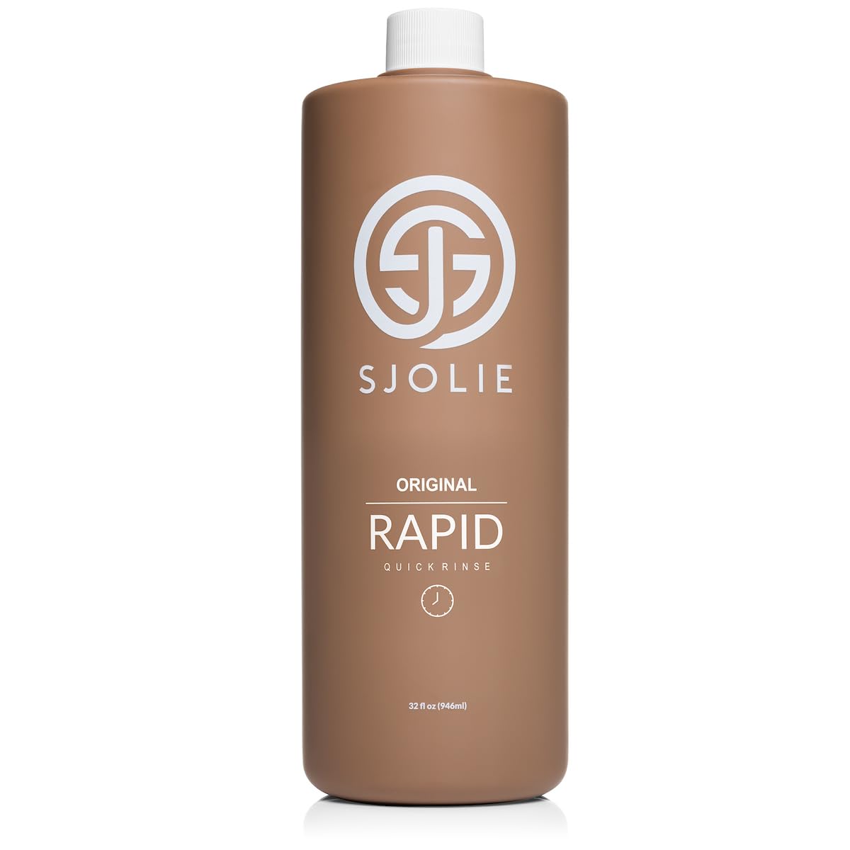 SJOLIE Rapid Spray Tan bottle closeup for quick-dry, even application.