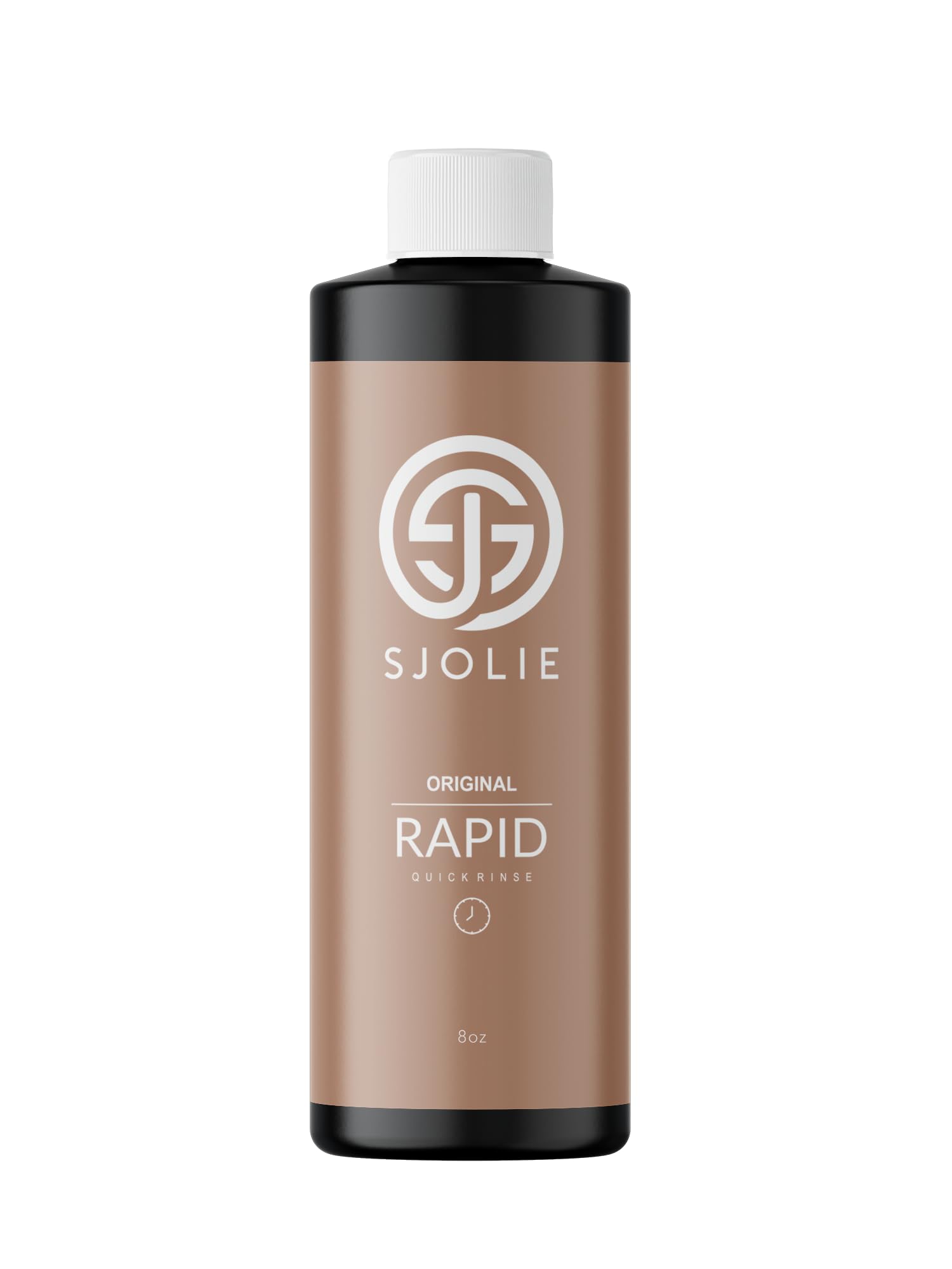 SJOLIE Rapid Spray Tan bottle pour showing quick, even olive-toned glow.