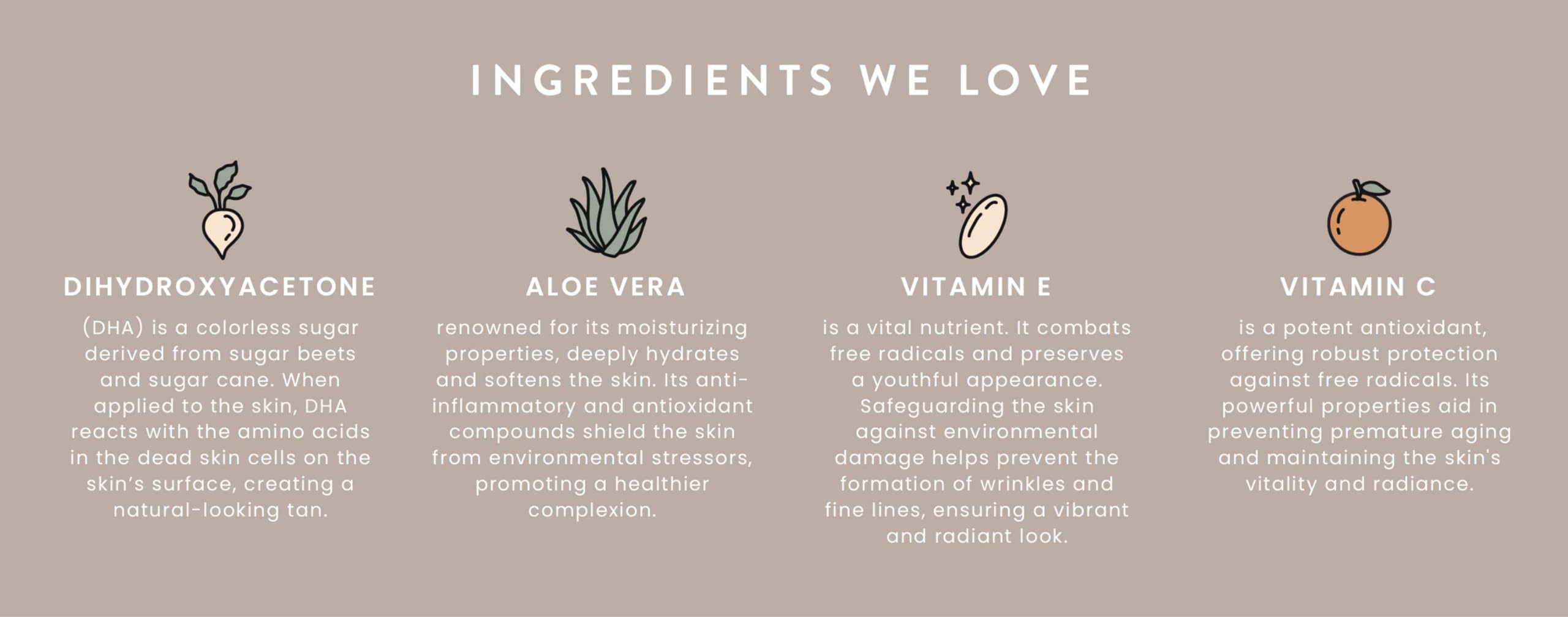 SJOLIE SUNLESS aloe vera enriched formula emphasizes soothing skin benefits.