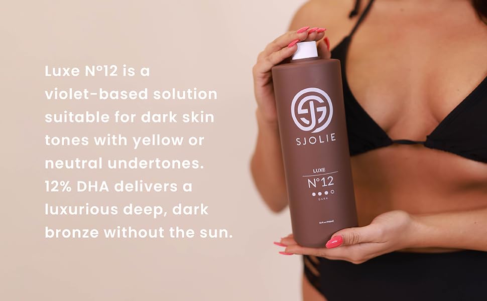 SJOLIE Sunless spray-action demonstrates easy, even application for a natural-looking tan.