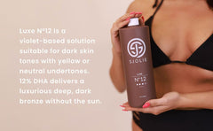 SJOLIE Sunless spray-action demonstrates easy, even application for a natural-looking tan.