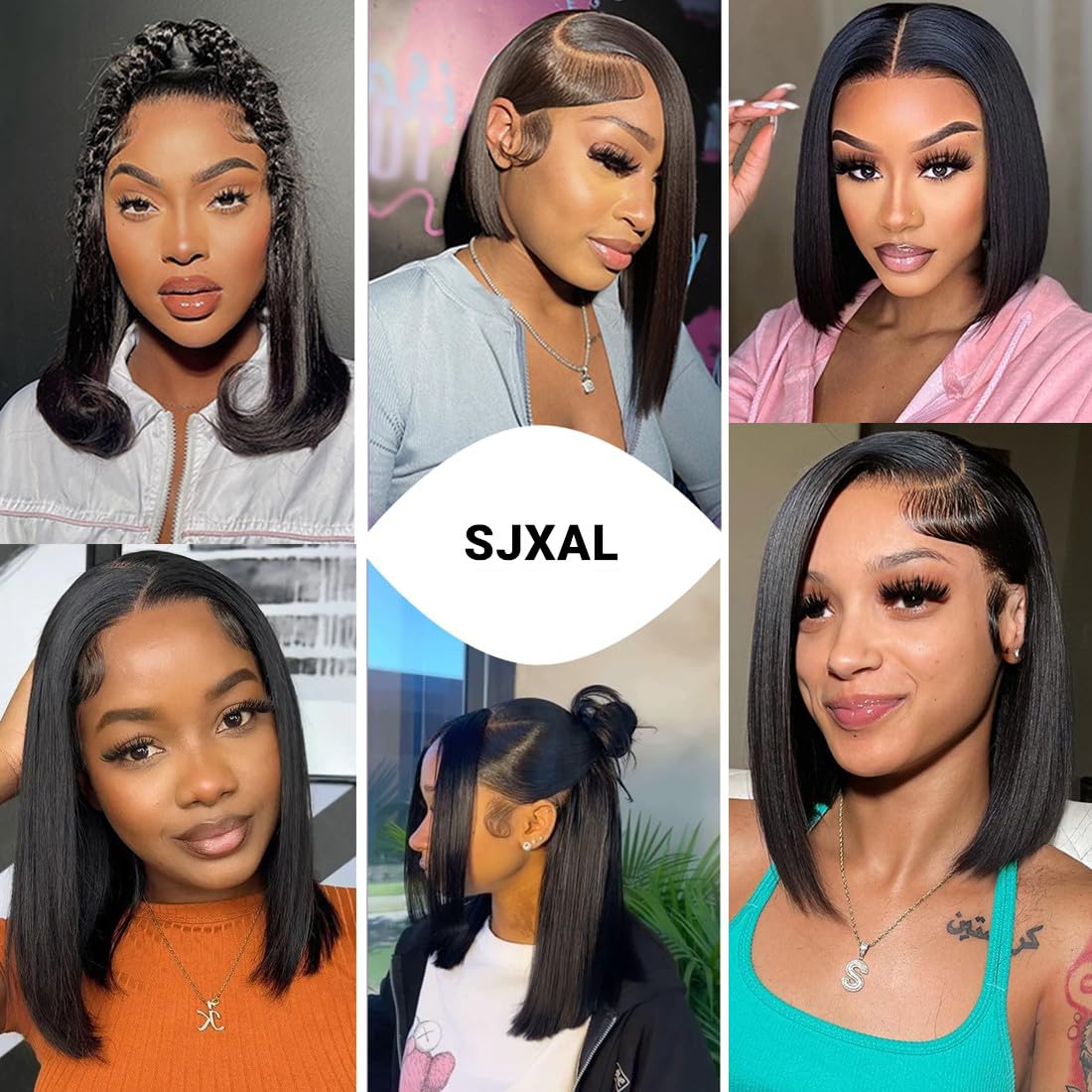 sjxal straight bob wig worn at event with healthy shine
