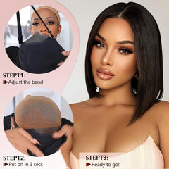 sjxal pre-plucked natural hairline bob wig close-up for seamless styling