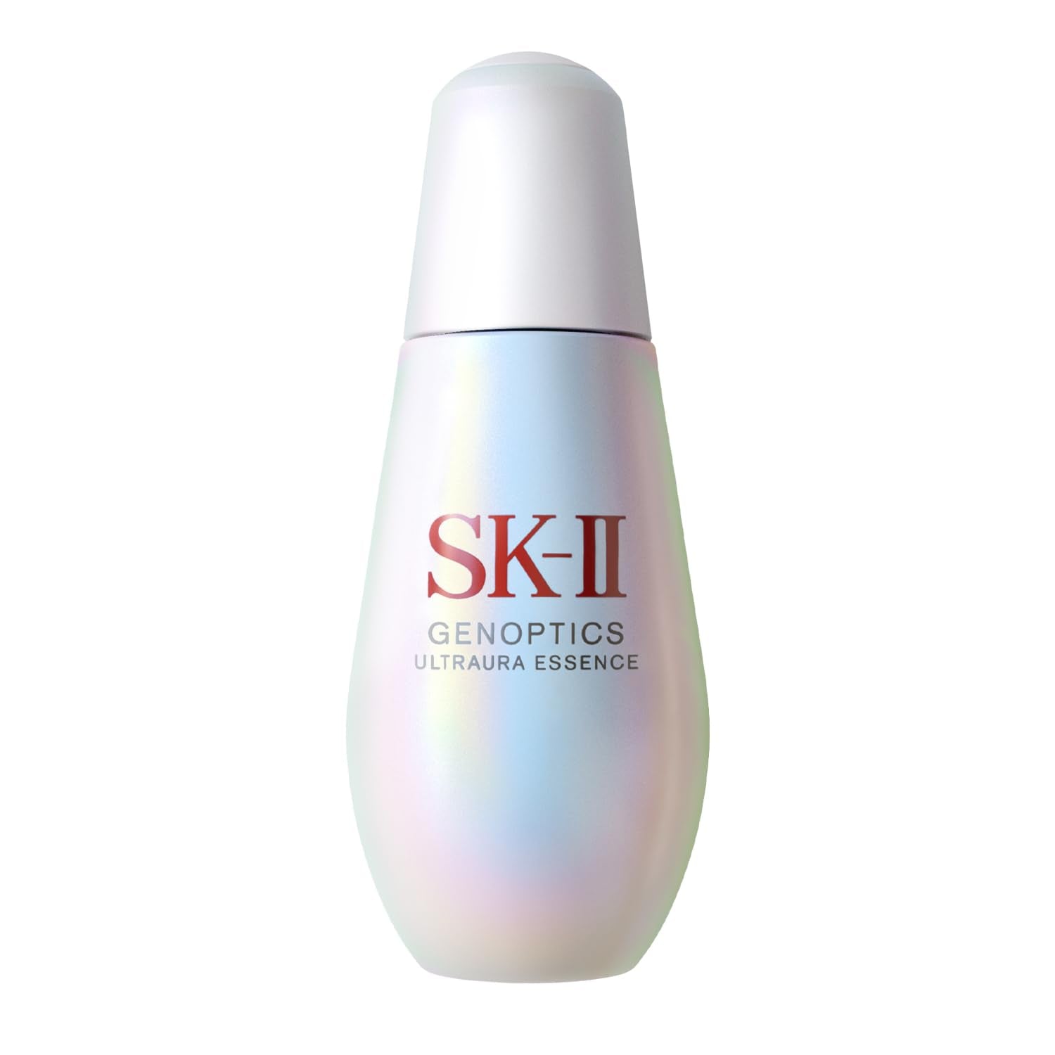 SK-II GenOptics Serum bottle closeup highlights brightening formula for radiant skin