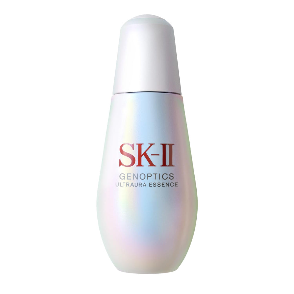 SK-II GenOptics Serum bottle closeup highlights brightening formula for radiant skin