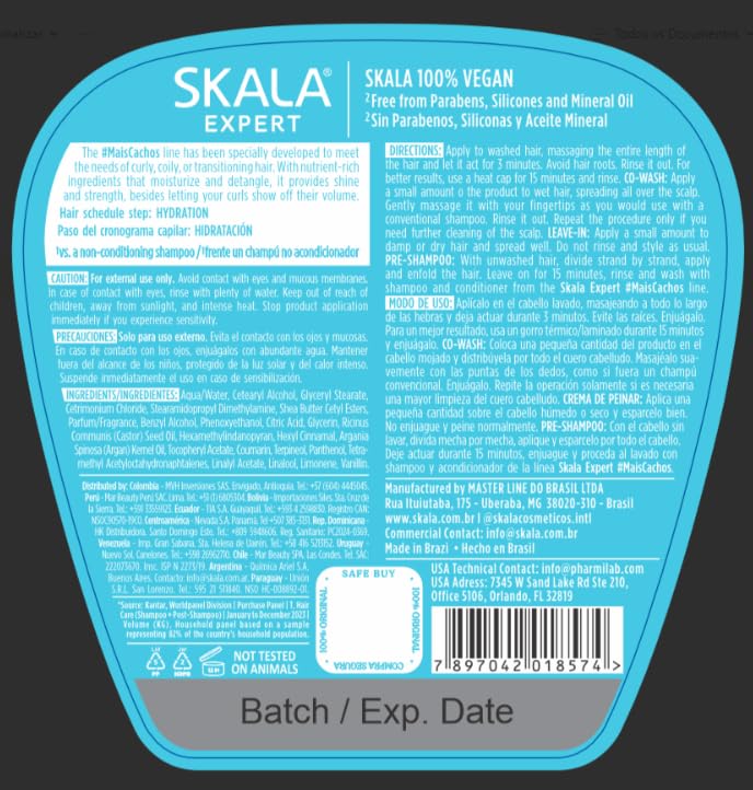 SKALA Mais Cachos cream jar highlighting rich hydration for curly hair