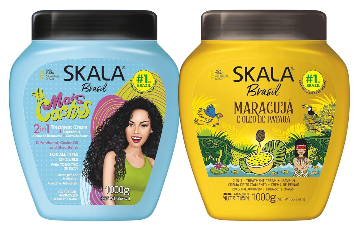 SKALA Hair Type 3ABC Mais Cachos bottle pour showcases hydrating curls and frizz control.