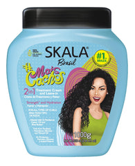 SKALA Mais Cachos 2-in-1 cream bottle on shelf showcasing versatile curl care.