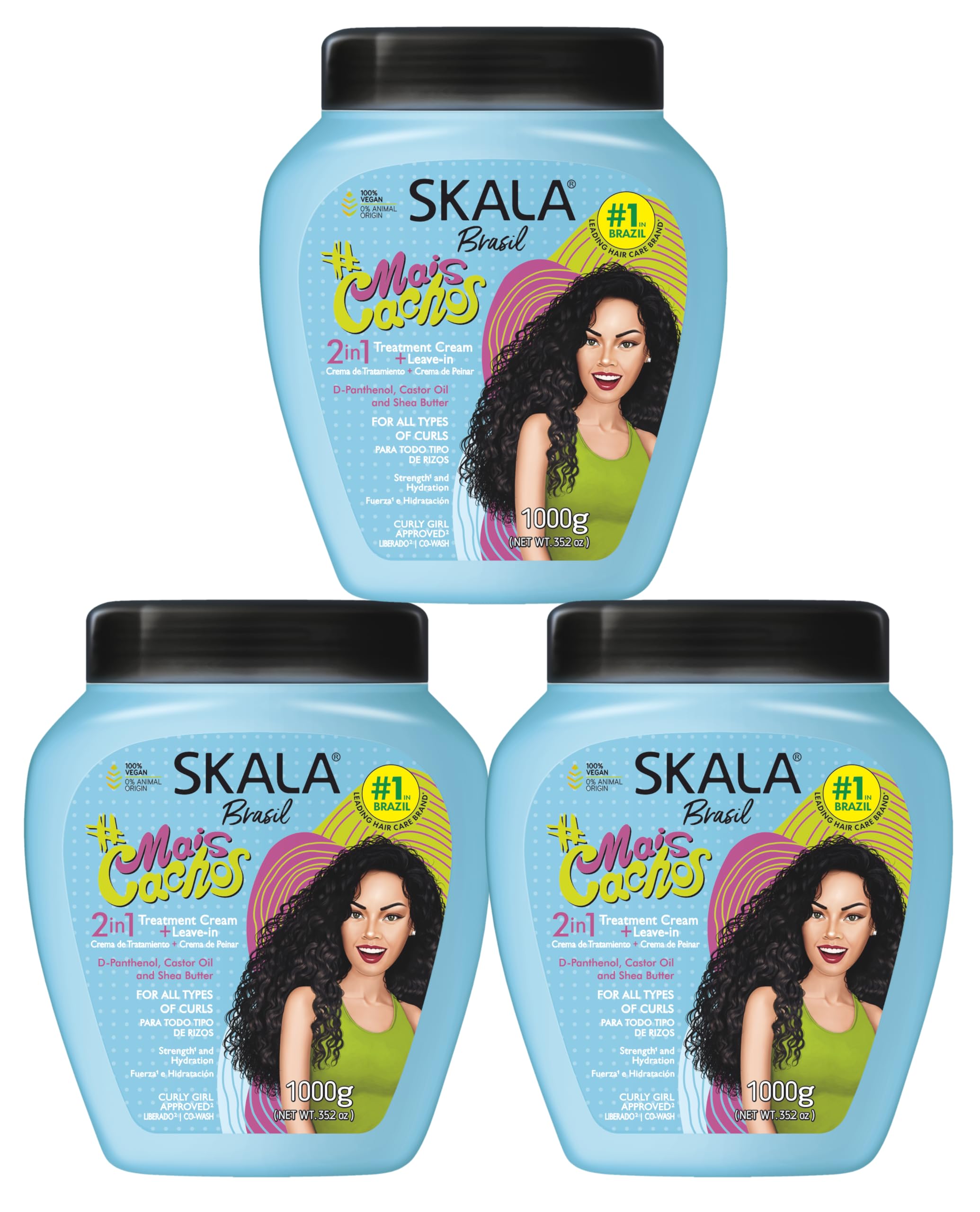 Skala Mais Cachos Hydrates Curls bottle pouring conditioner for frizz control