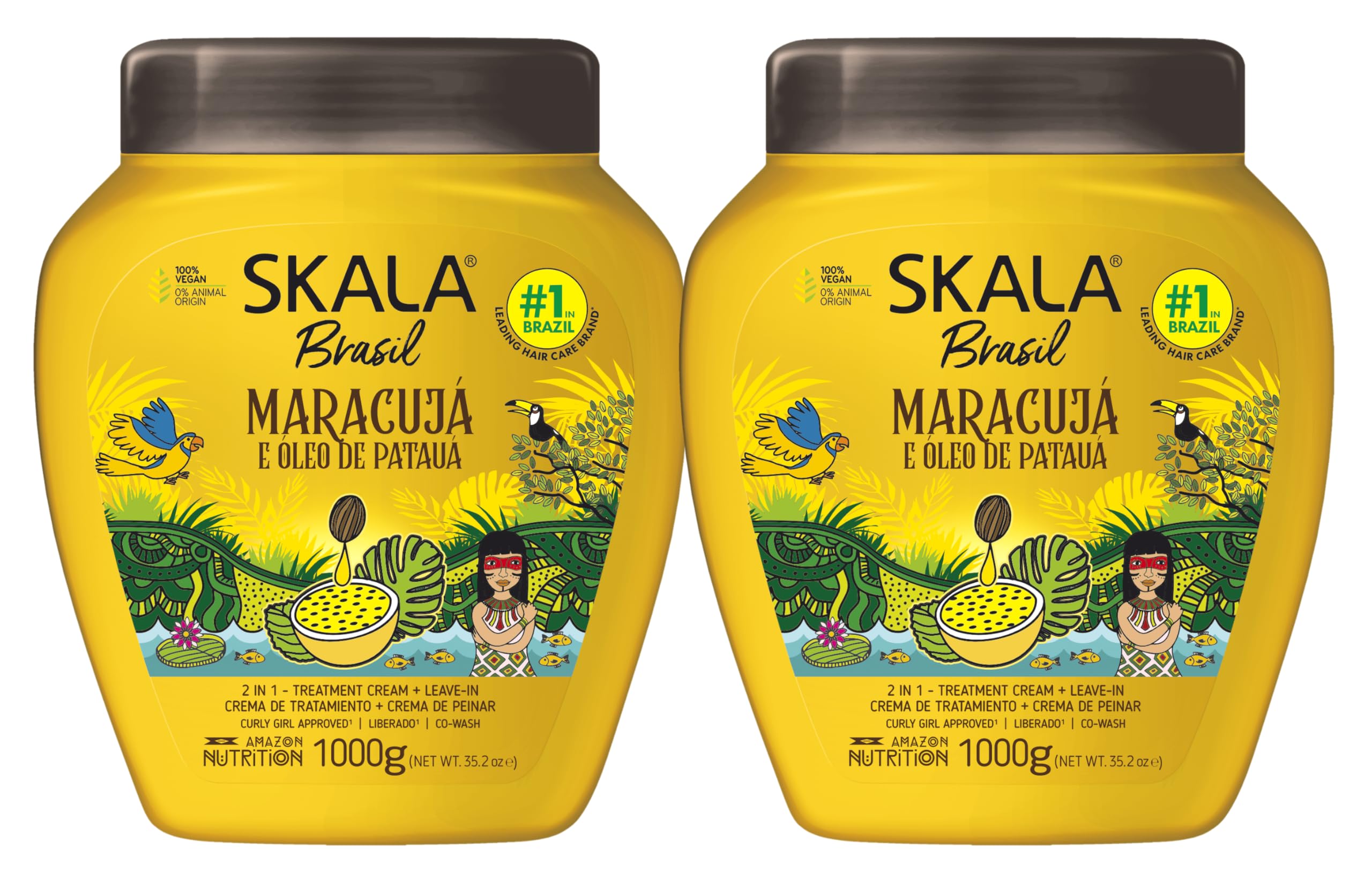 SKALA Maracuja bottle close-up highlighting vegan nourishment for curls