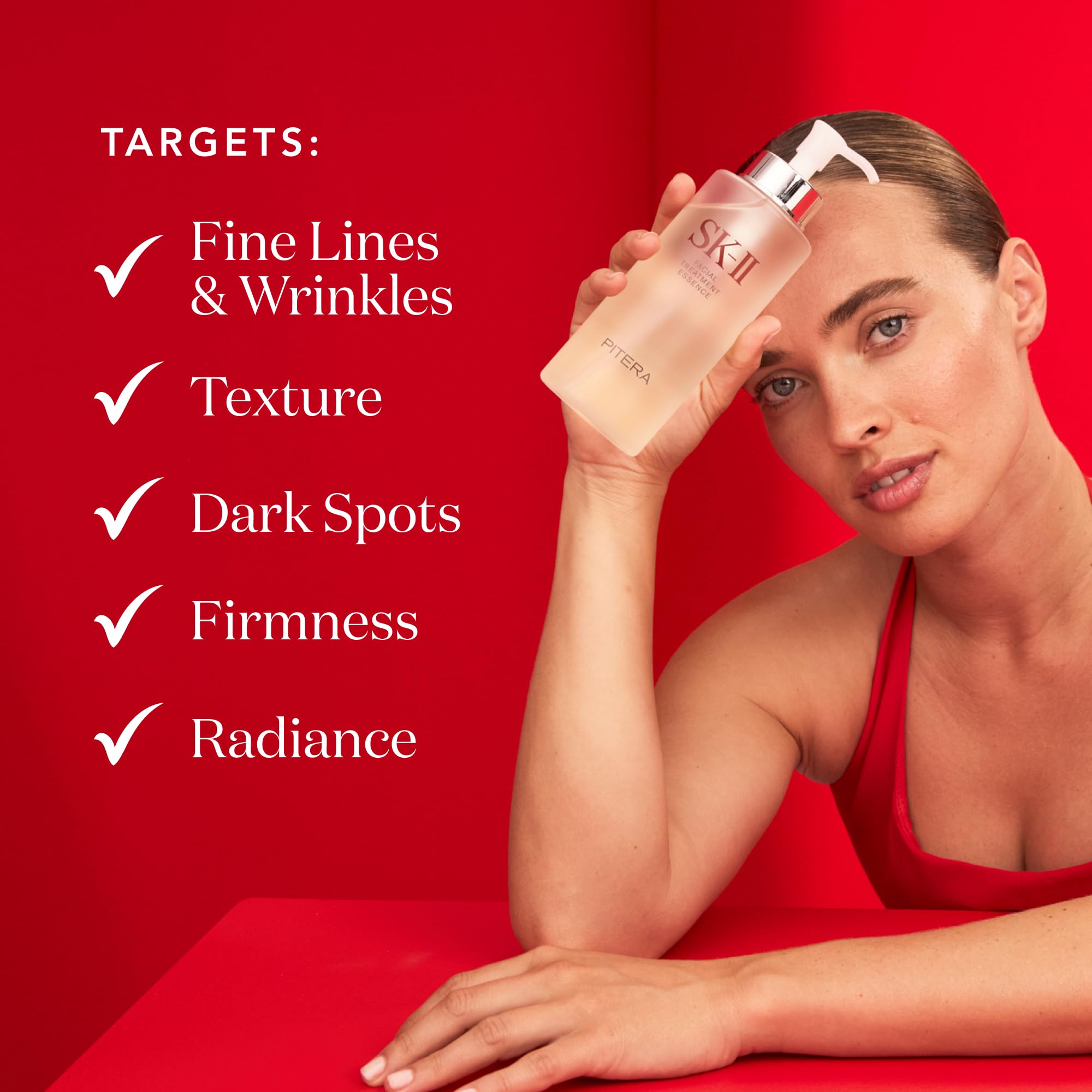 SK-II Facial Treatment Essence palm-application demonstrating gentle massage for smoother texture