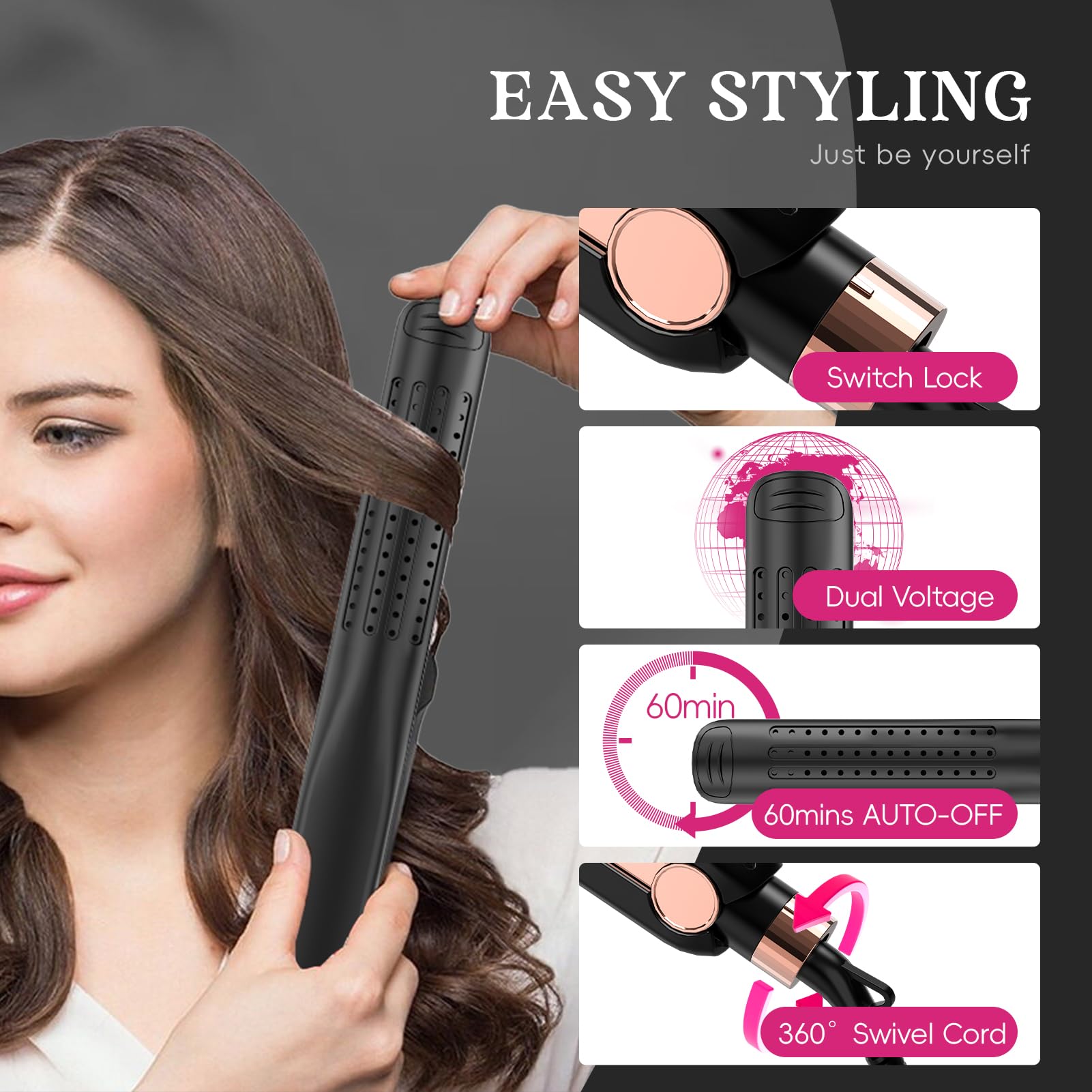 SKIMI Airflow Styler ergonomic handle reduces fatigue during styling.