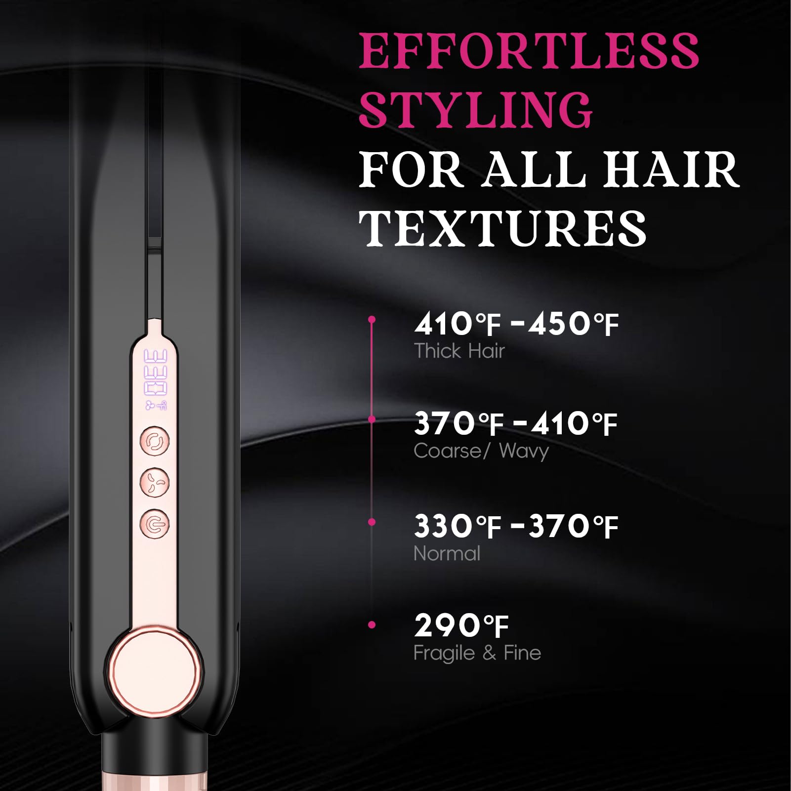 Skimi Airflow Styler titanium plates close-up illustrate smooth glide and even heat.
