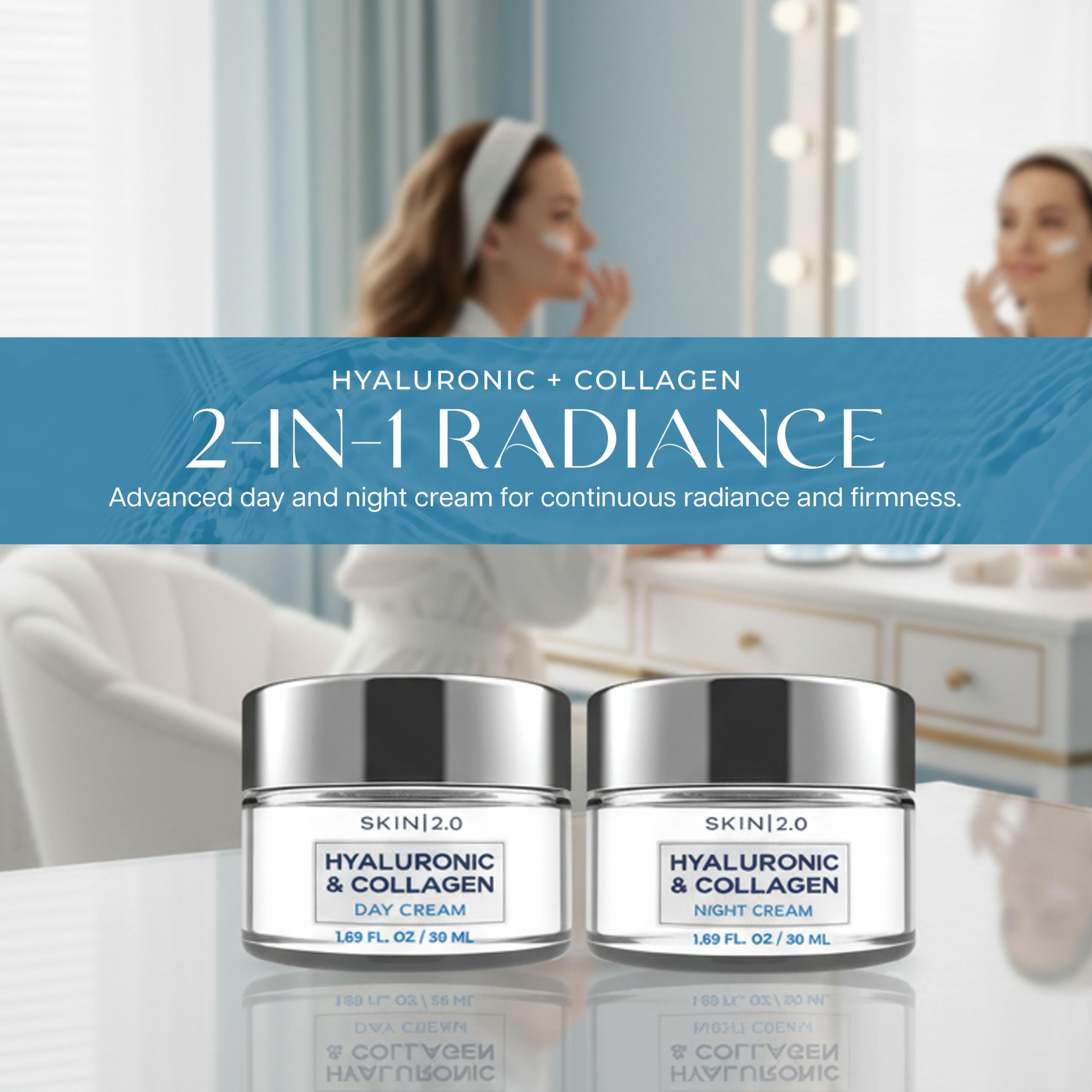 Skin 2-0 Night Cream provides overnight moisture and glow.
