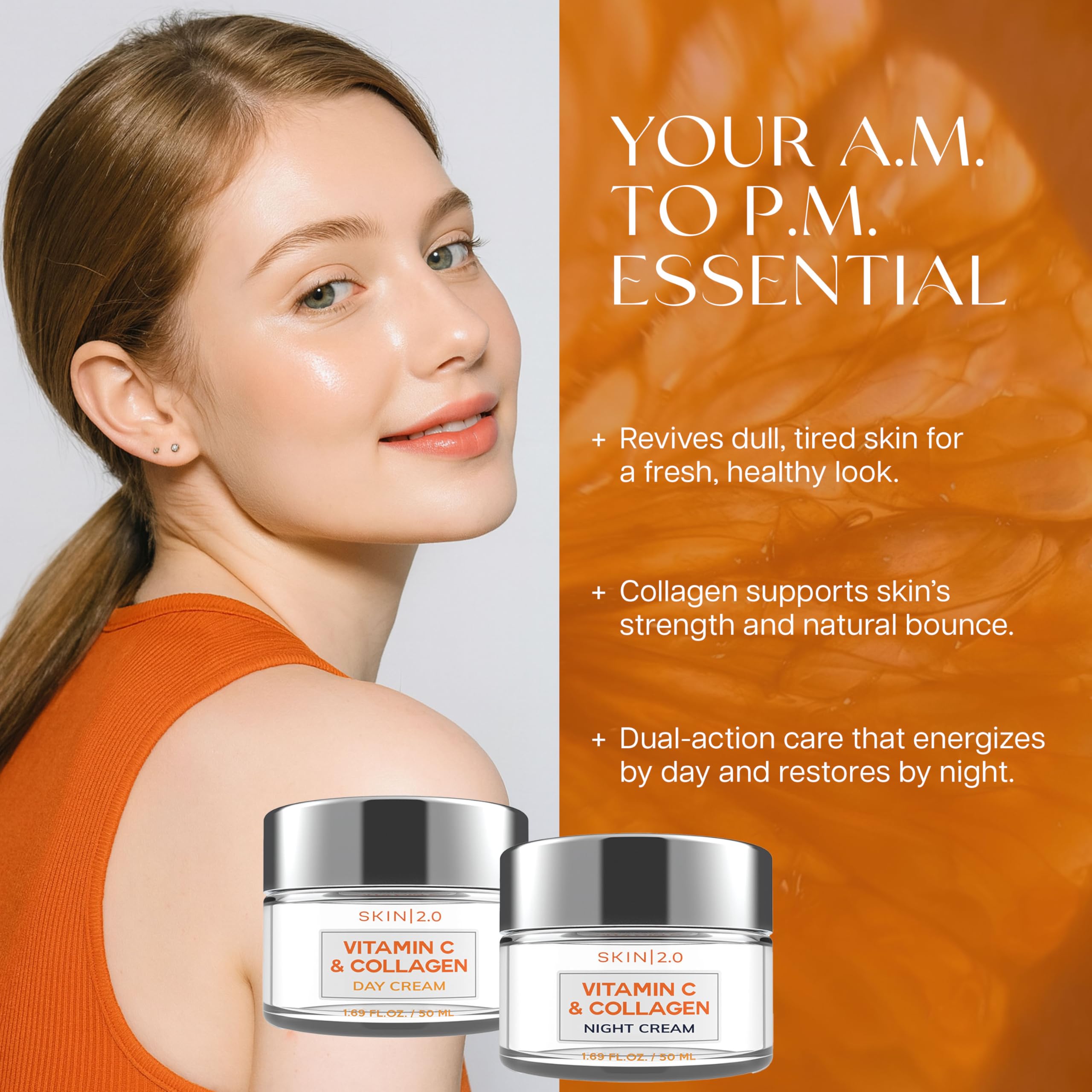 Skin 2.0 Vitamin C & Collagen night cream tub for overnight skin repair and smoothing