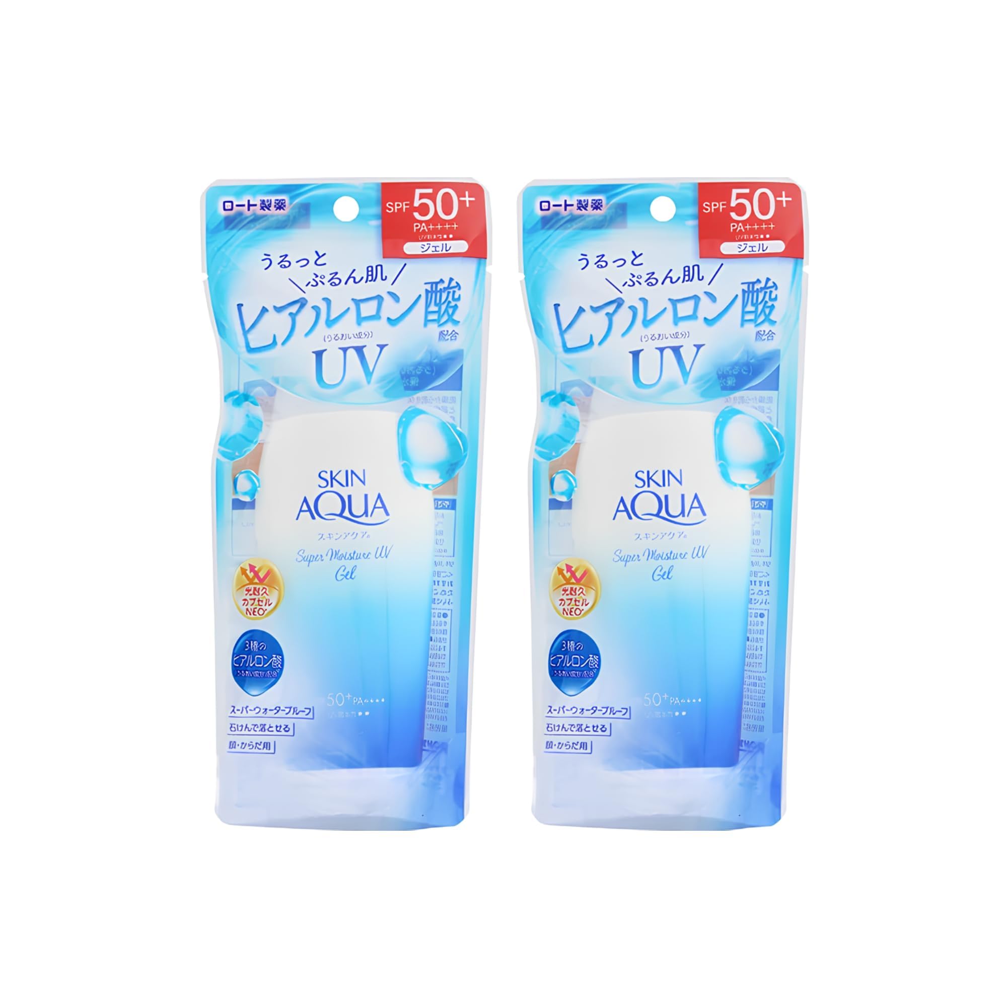 Skin Aqua UV Super Moisture Gel spread texture with no white cast and smooth finish.
