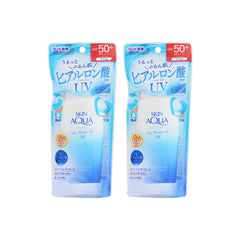 Skin Aqua UV Super Moisture Gel spread texture with no white cast and smooth finish.